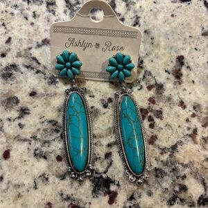 NWT. Turquoise Floral Drop Earrings